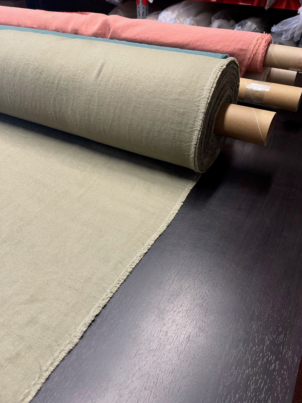 Artichoke Green Linen Fabric: 100% Natural, Heavy Weight