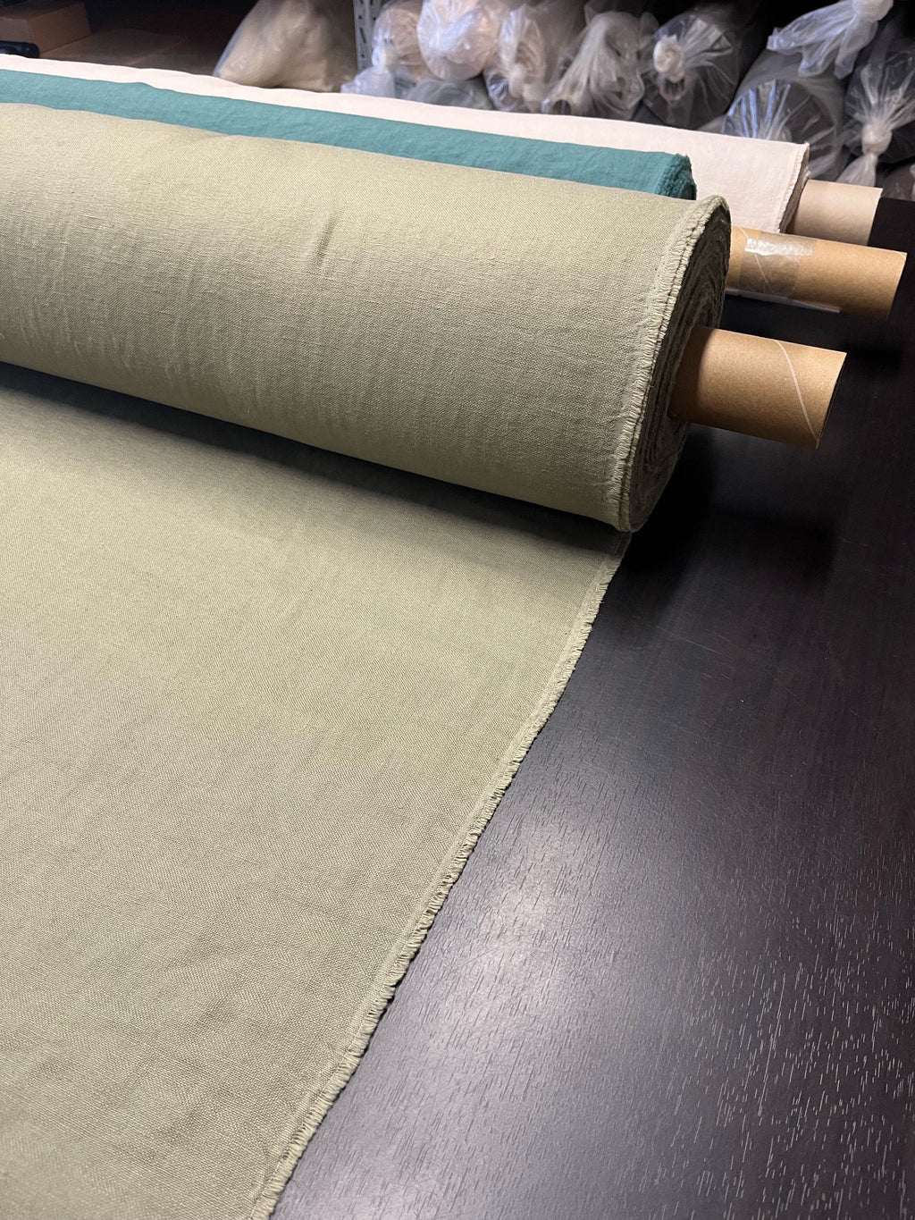 Artichoke Green Linen Fabric: 100% Natural, Heavy Weight