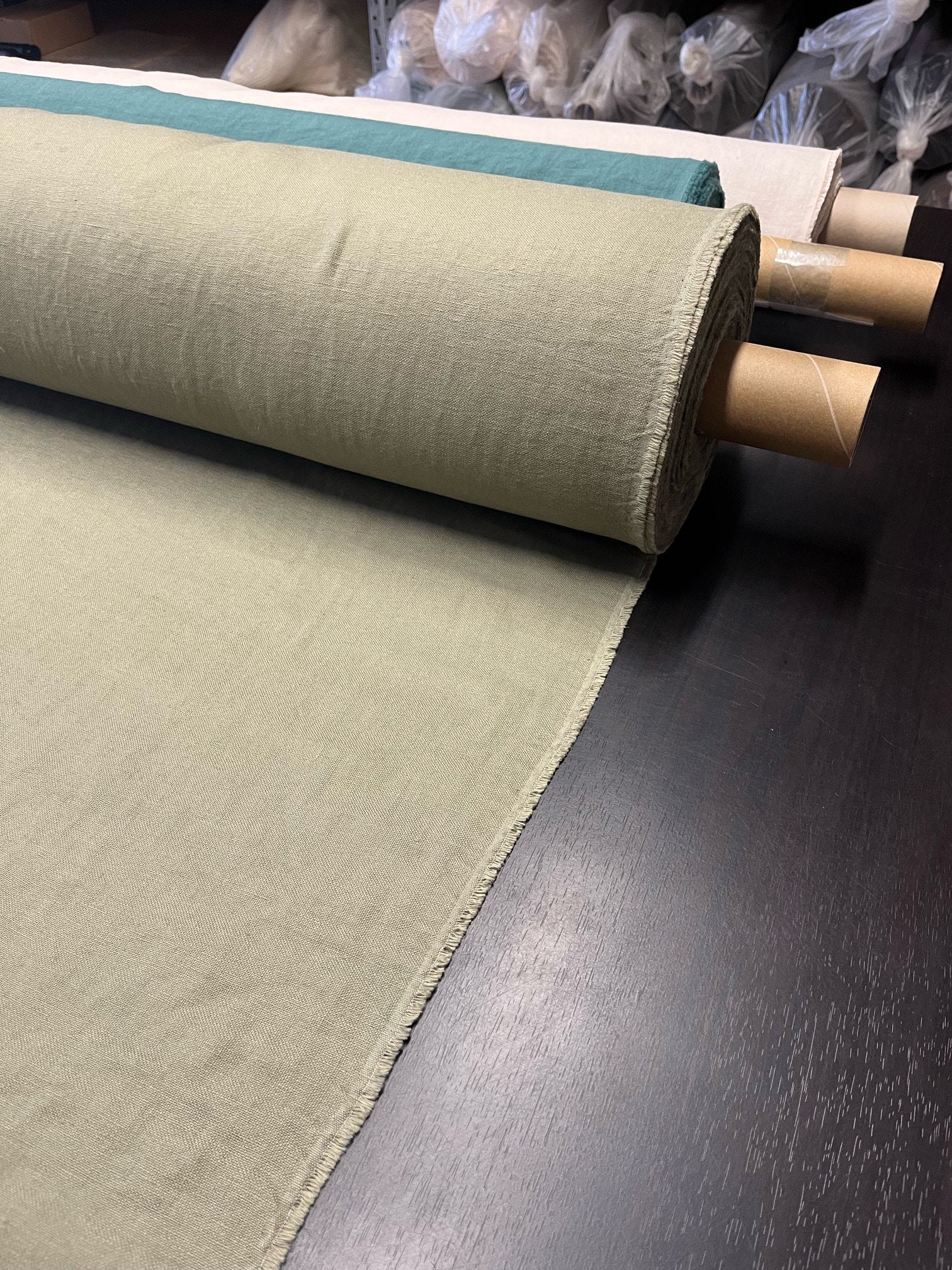 Artichoke Green Linen Fabric: 100% Natural, Heavy Weight