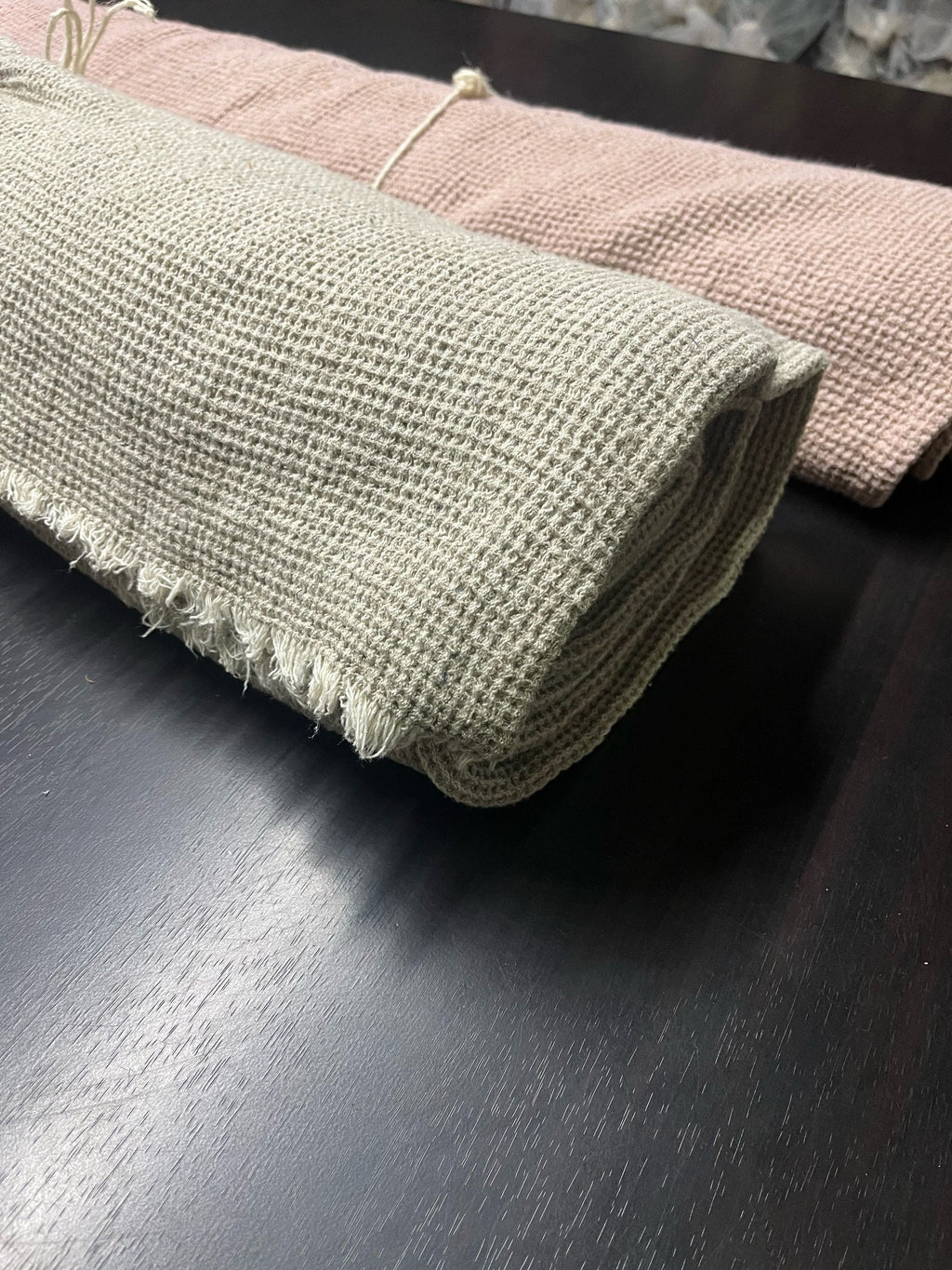 Natural Waffle Linen Fabric By The Metre: 80" Extra Wide, 500g