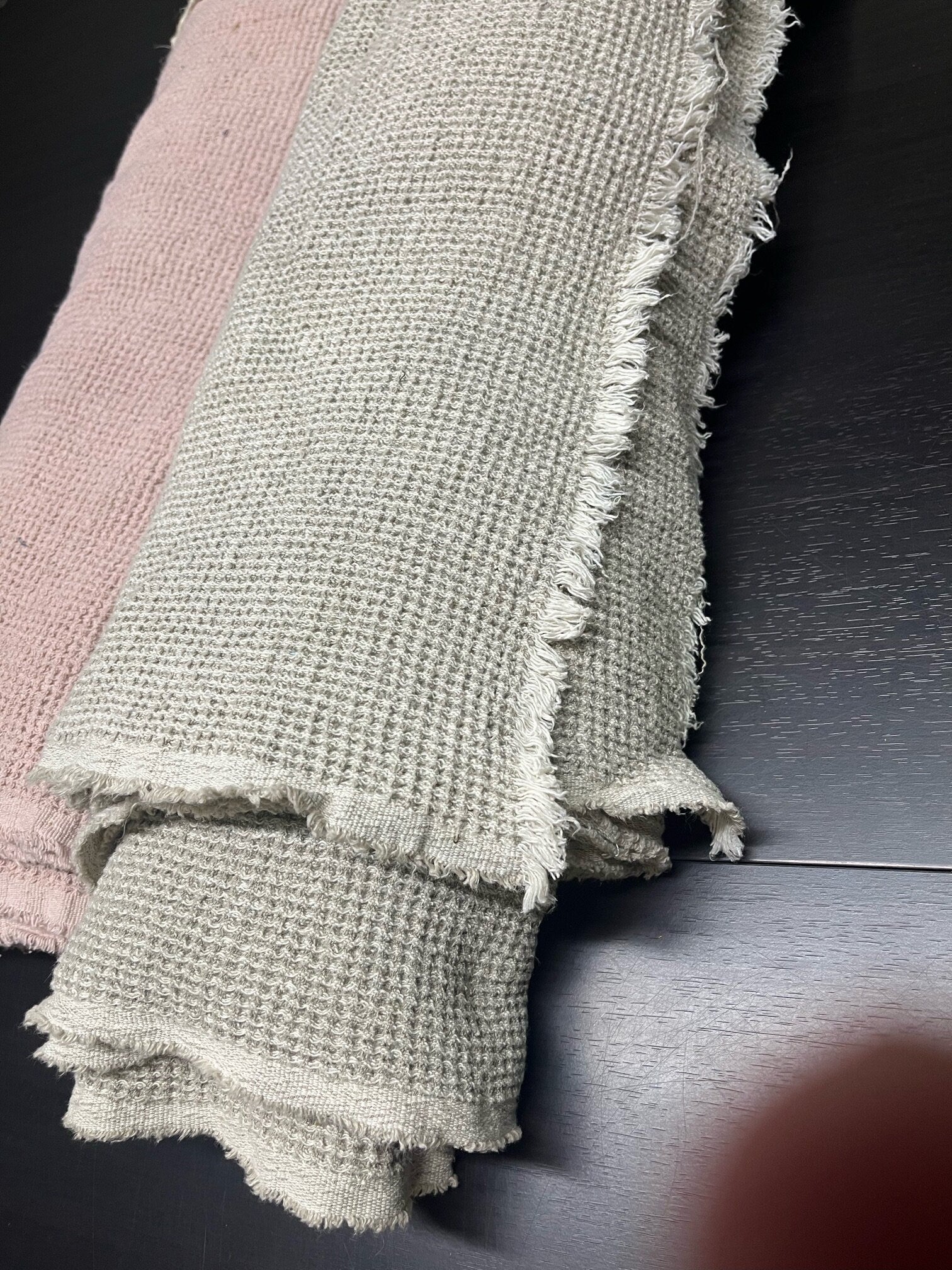 Natural Waffle Linen Fabric By The Metre: 80" Extra Wide, 500g
