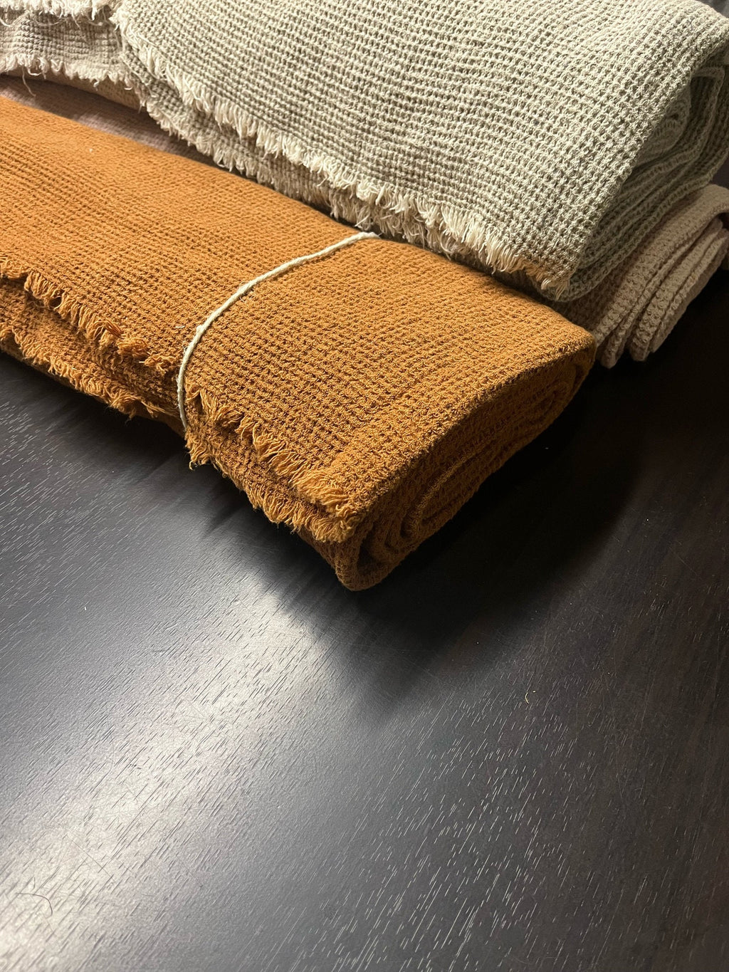 Squash Waffle Linen Fabric: 80" Extra Wide, 500g