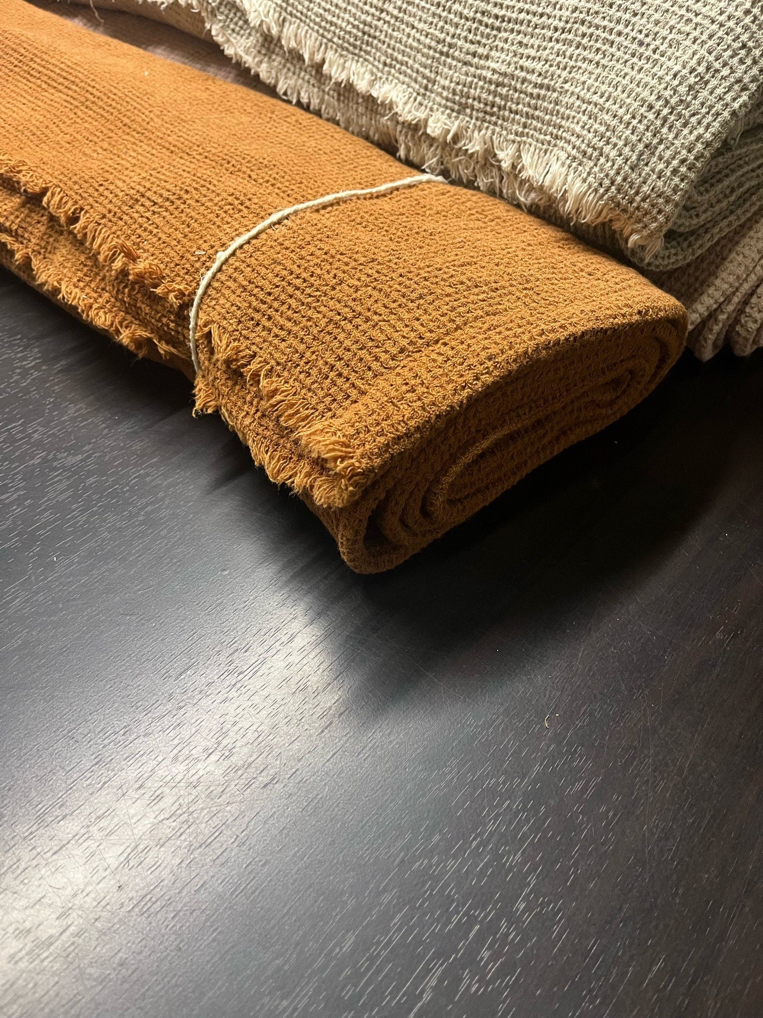 Squash Waffle Linen Fabric: 80" Extra Wide, 500g