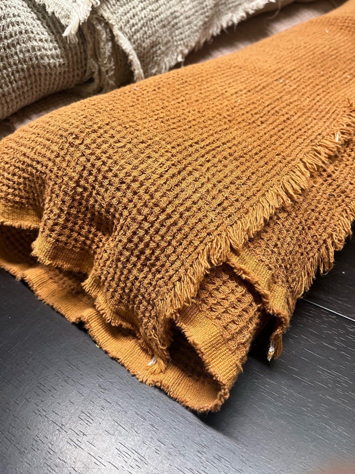 Squash Waffle Linen Fabric: 80" Extra Wide, 500g