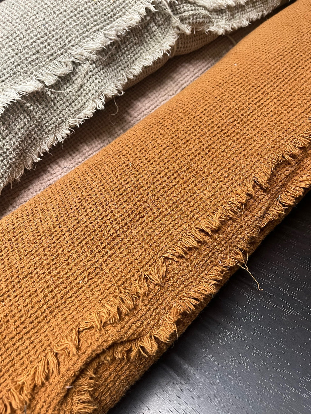 Squash Waffle Linen Fabric: 80" Extra Wide, 500g