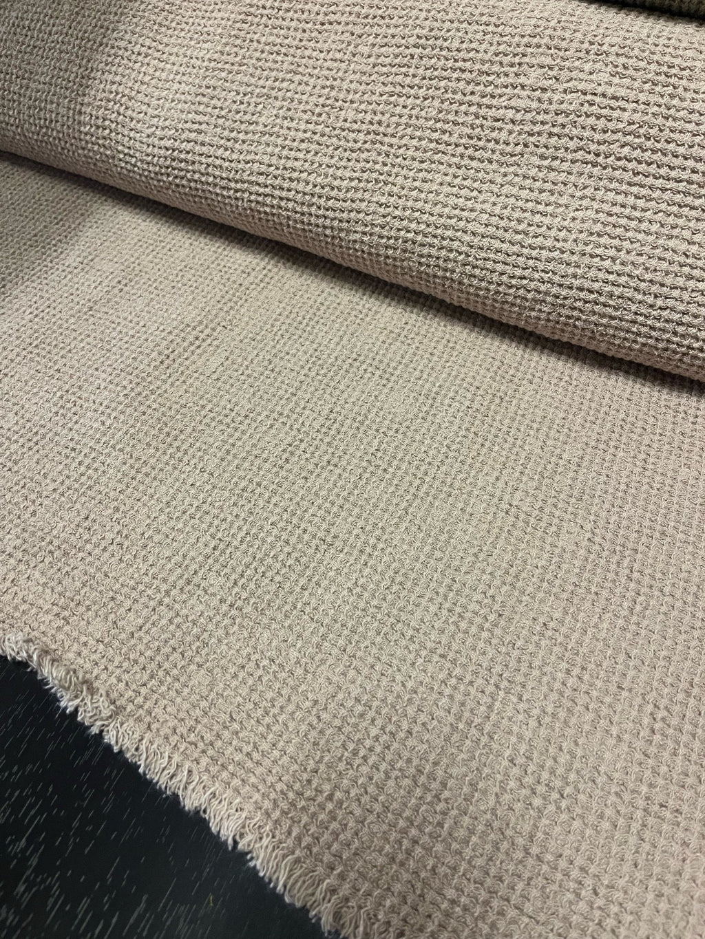 Dusty Rose Waffle Linen Fabric: 80" Extra Wide, 500g