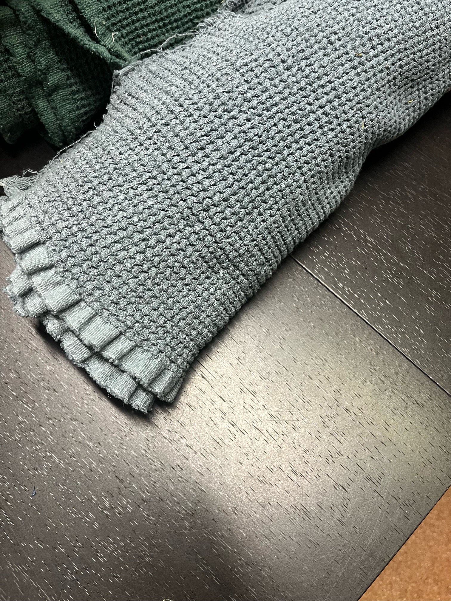 Dark Grey Waffle Linen Fabric: 80" Extra Wide, 500g