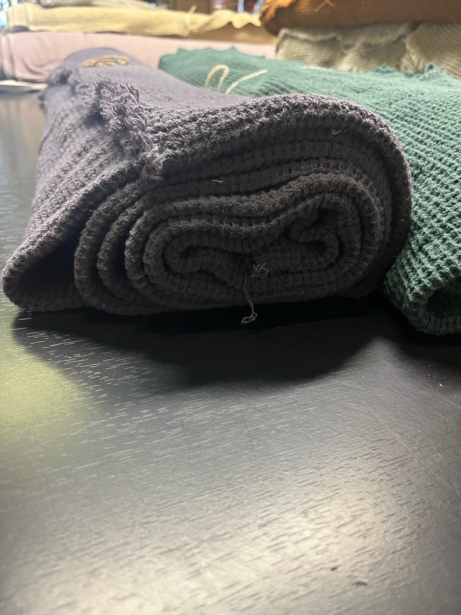 Violet Waffle Linen Fabric: 80" Extra Wide, 500g