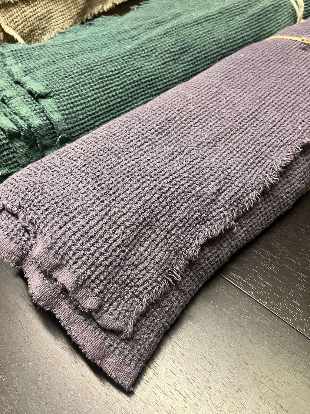 Violet Waffle Linen Fabric: 80" Extra Wide, 500g