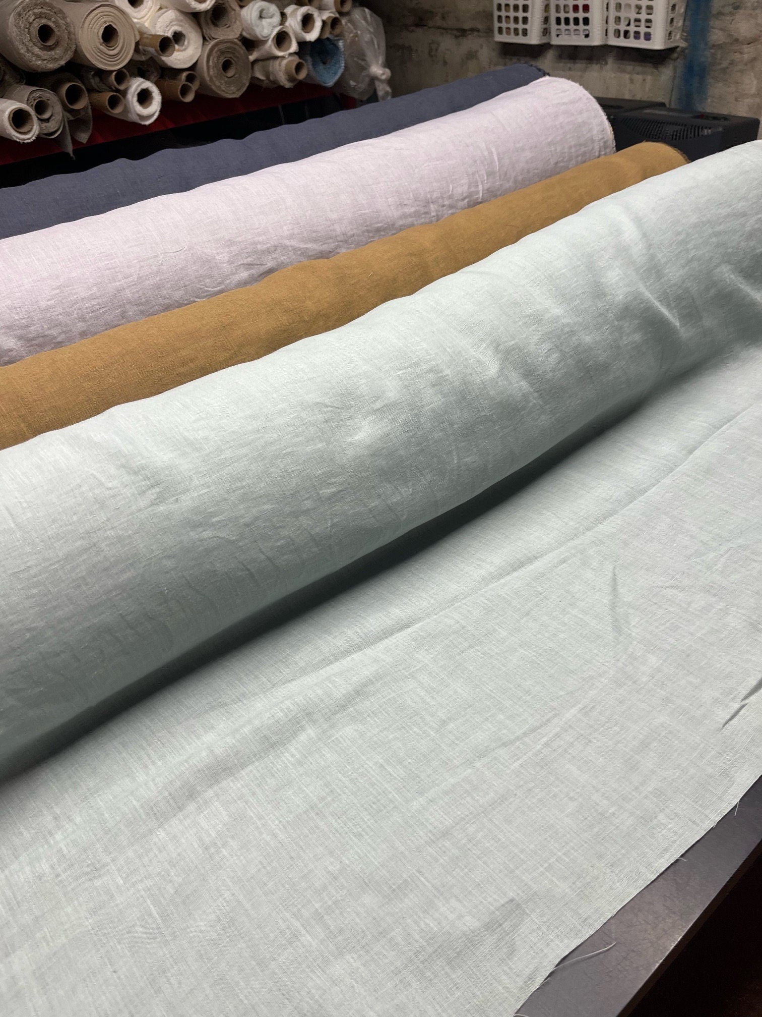 Emerald Green Hemp Fabric: 100% Natural, Softened Linen, 145cm Wide
