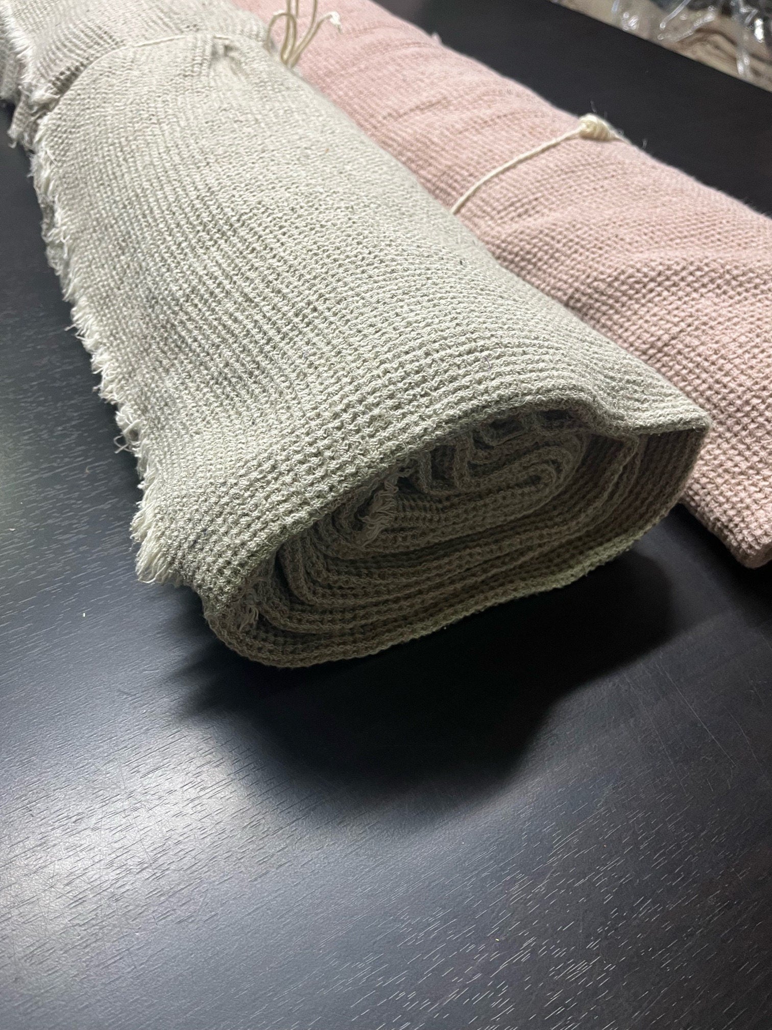 Natural Waffle Linen Fabric By The Metre: 80" Extra Wide, 500g