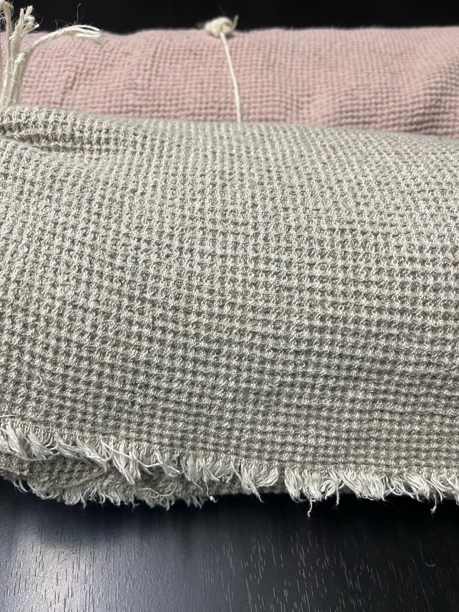 Natural Waffle Linen Fabric By The Metre: 80" Extra Wide, 500g