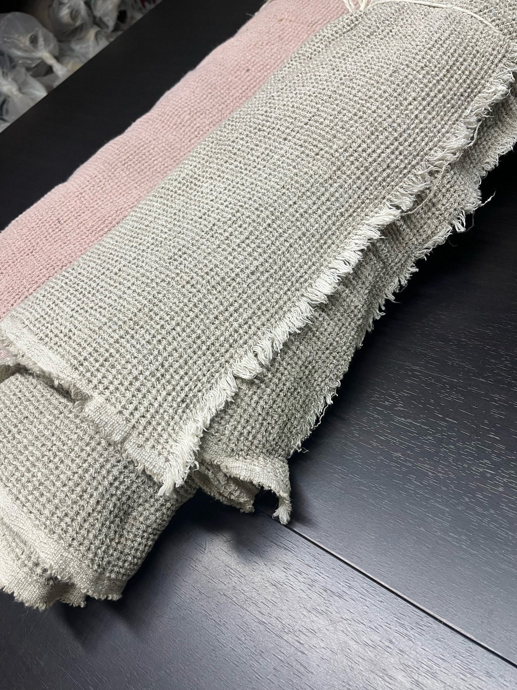 Natural Waffle Linen Fabric By The Metre: 80" Extra Wide, 500g