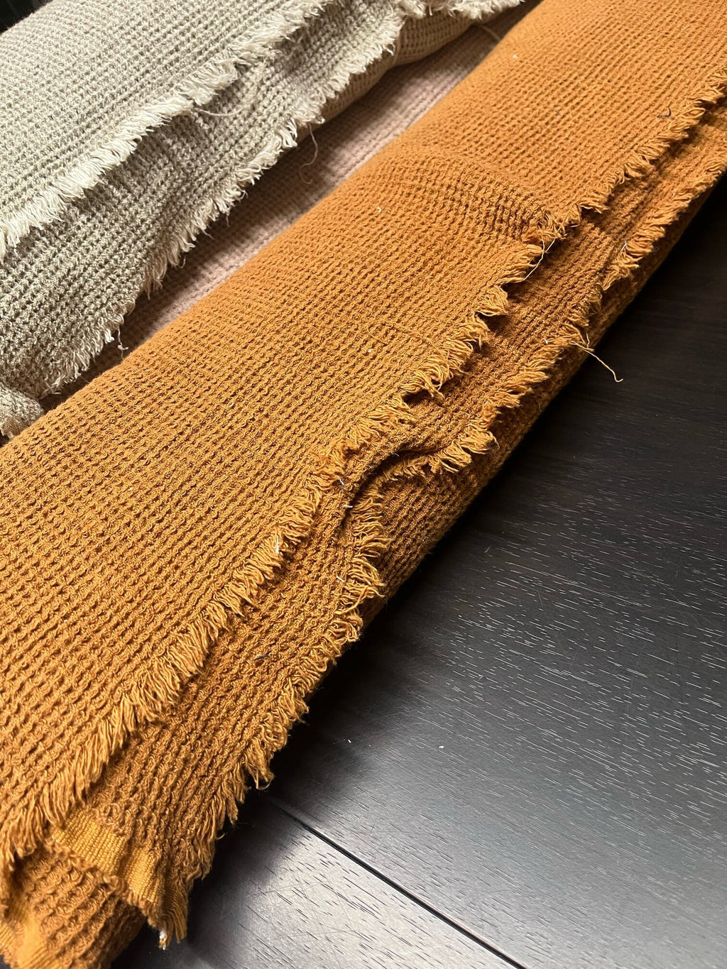 Squash Waffle Linen Fabric: 80" Extra Wide, 500g