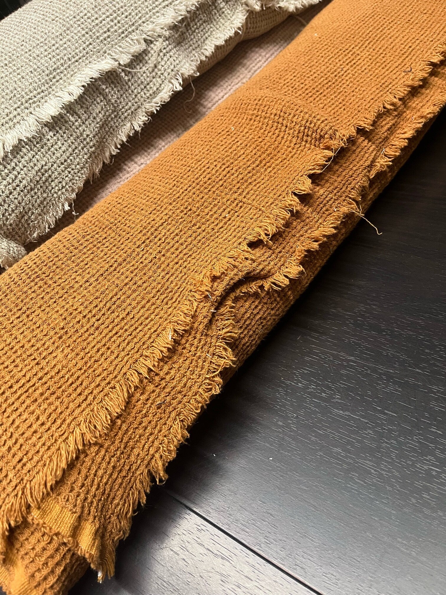 Squash Waffle Linen Fabric: 80" Extra Wide, 500g