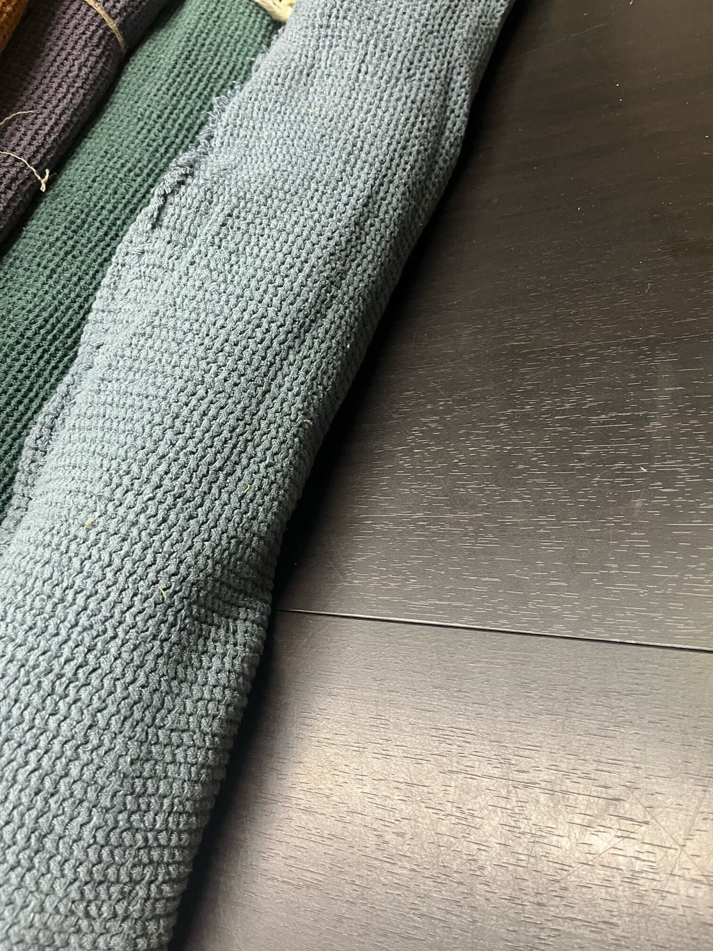 Dark Grey Waffle Linen Fabric: 80" Extra Wide, 500g