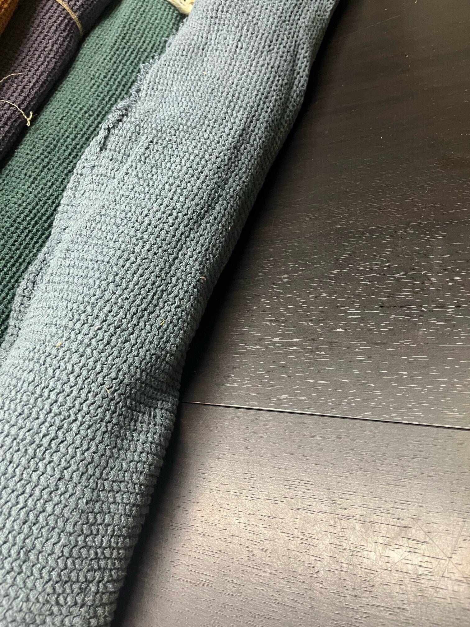 Dark Grey Waffle Linen Fabric: 80" Extra Wide, 500g