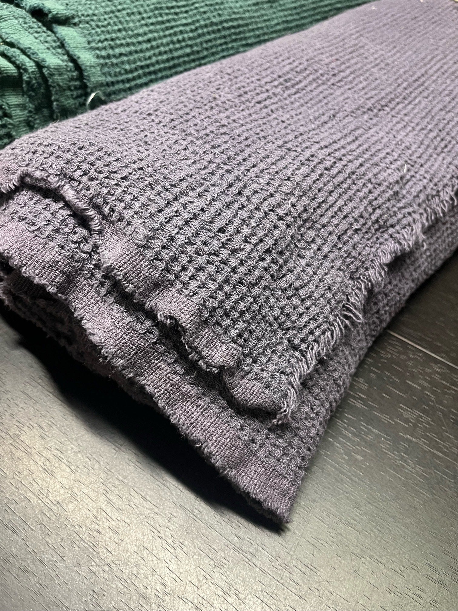 Violet Waffle Linen Fabric: 80" Extra Wide, 500g
