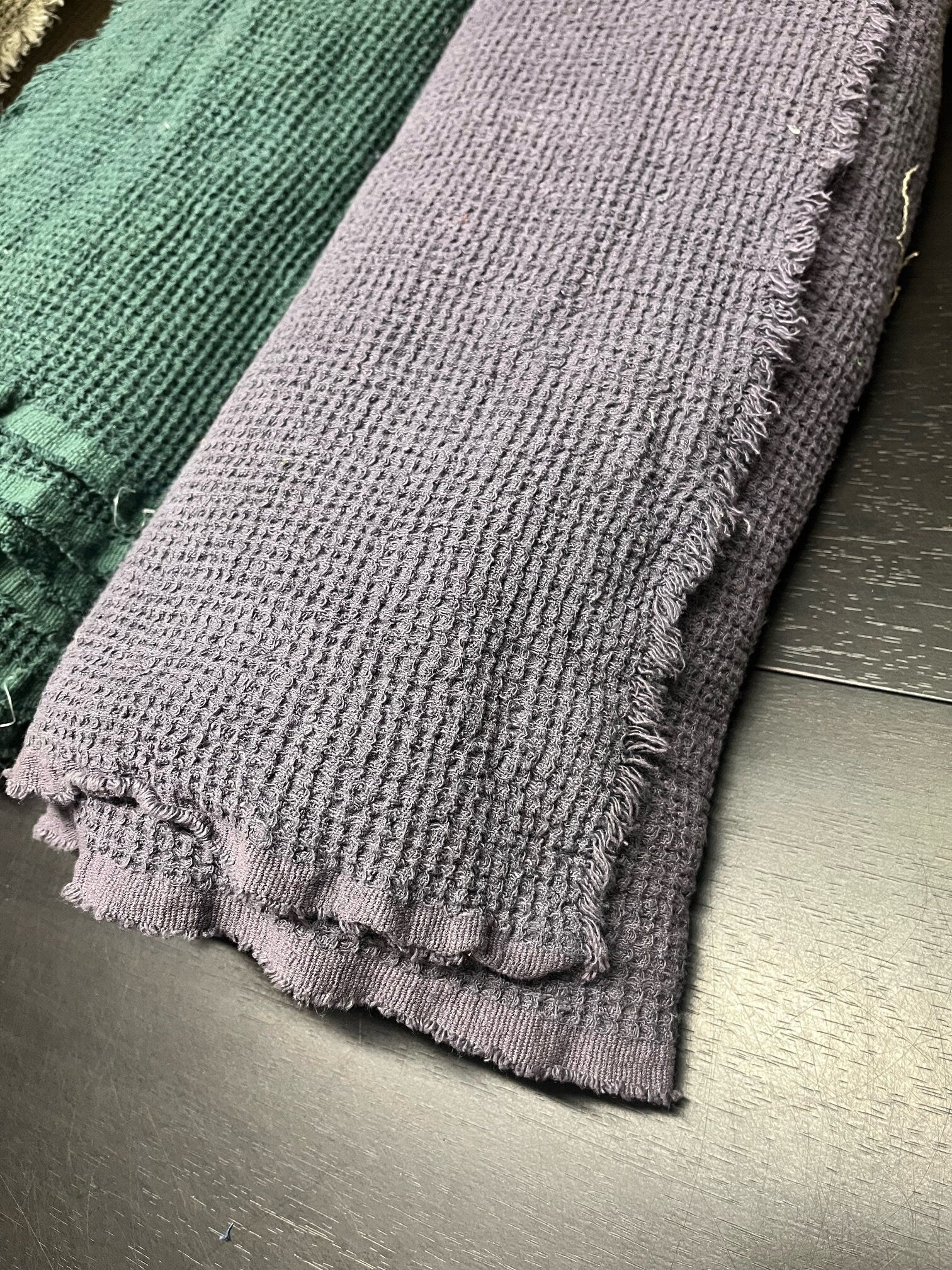Violet Waffle Linen Fabric: 80" Extra Wide, 500g