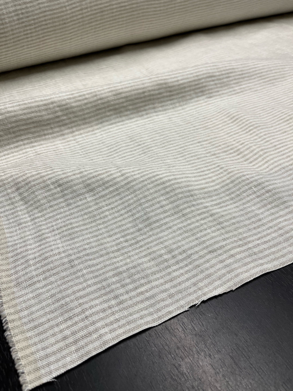 Heavy Striped Linen Fabric: 110" Wide, Softened Linen BGO44EL