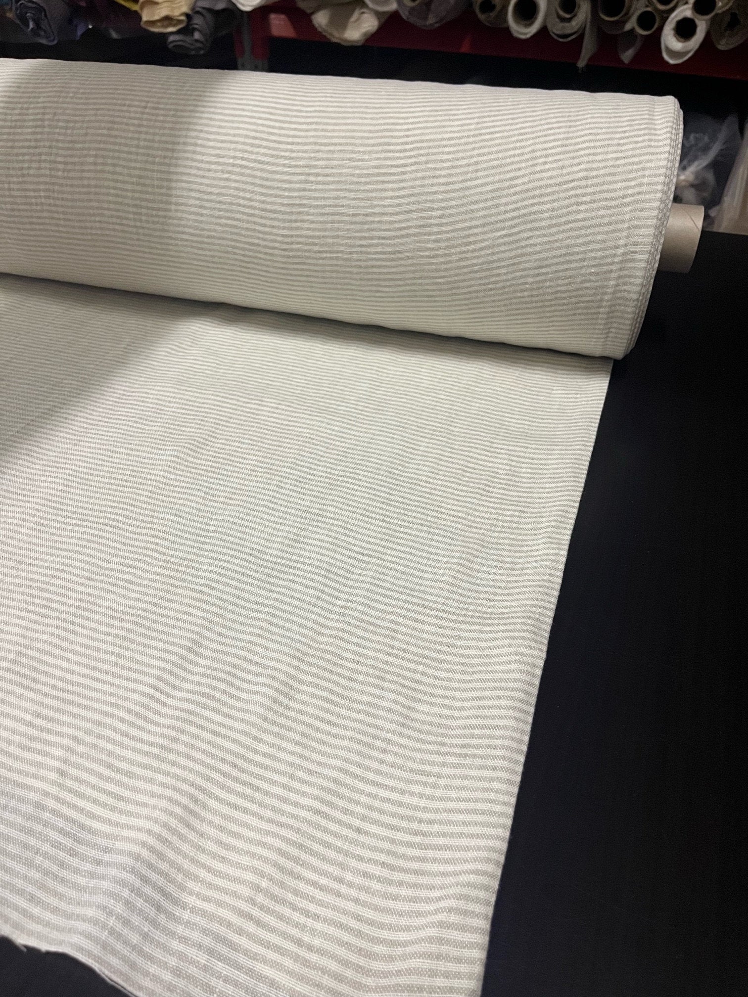 Heavy Striped Linen Fabric: 110" Wide, Softened Linen BGO44EL