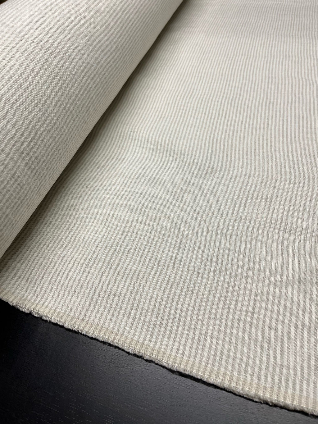 Heavy Striped Linen Fabric: 110" Wide, Softened Linen BGO44EL