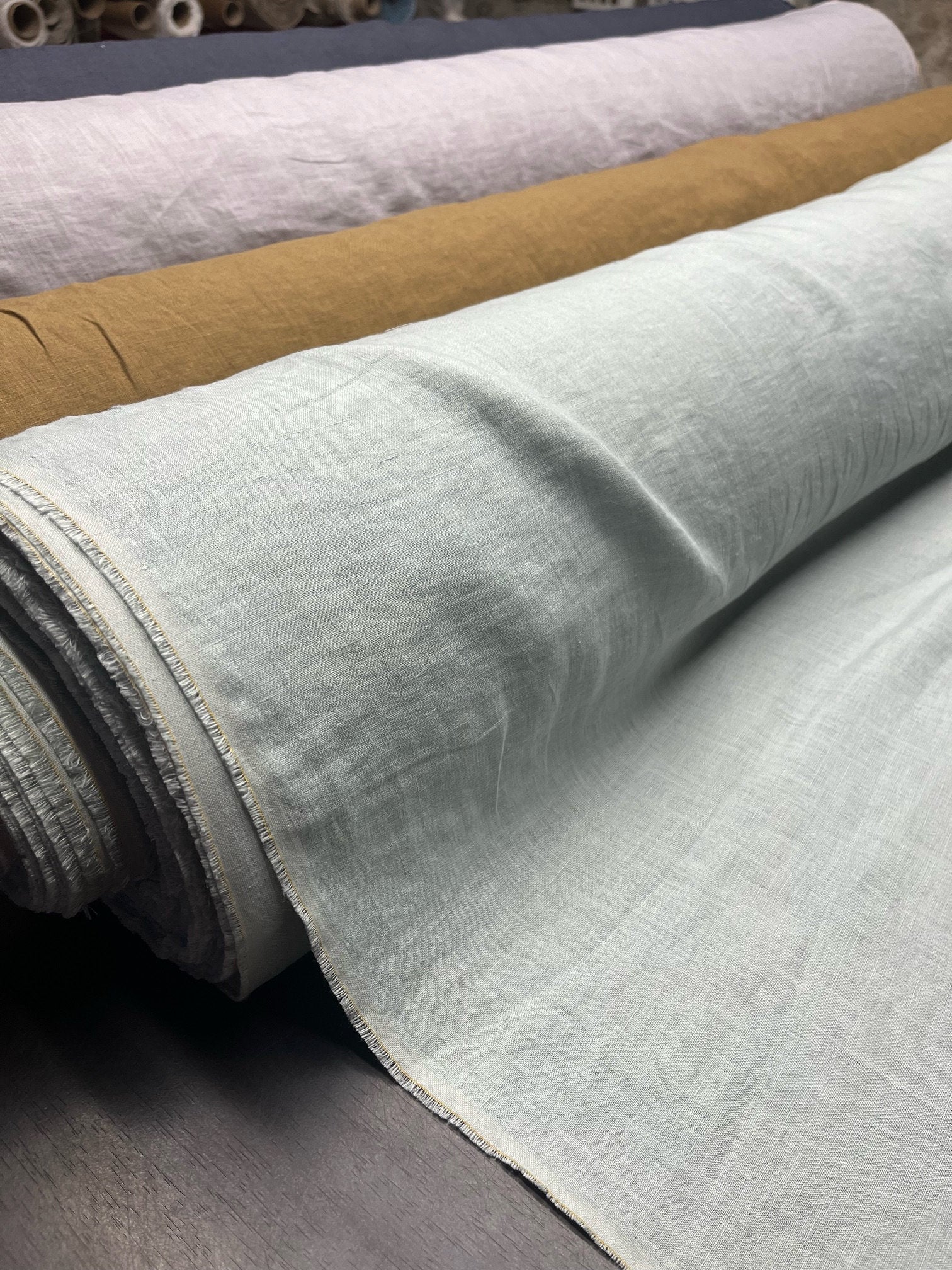 Emerald Green Hemp Fabric: 100% Natural, Softened Linen, 145cm Wide