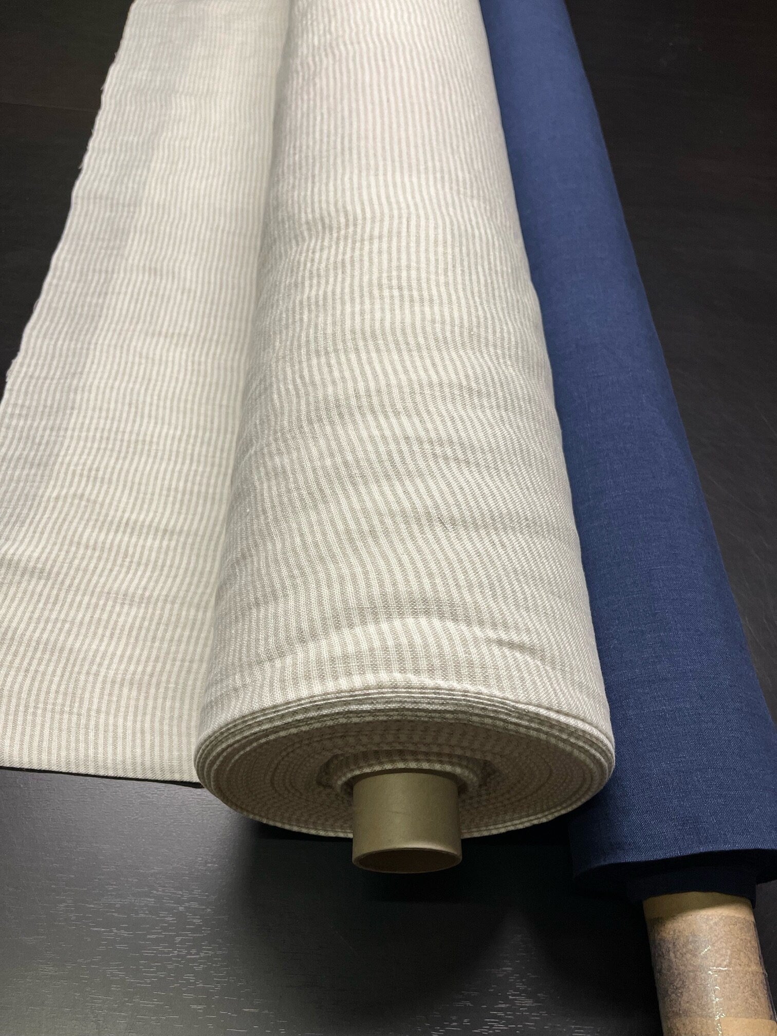 Heavy Striped Linen Fabric: 110" Wide, Softened Linen BGO44EL