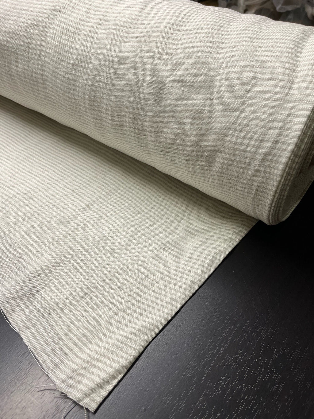Heavy Striped Linen Fabric: 110" Wide, Softened Linen BGO44EL