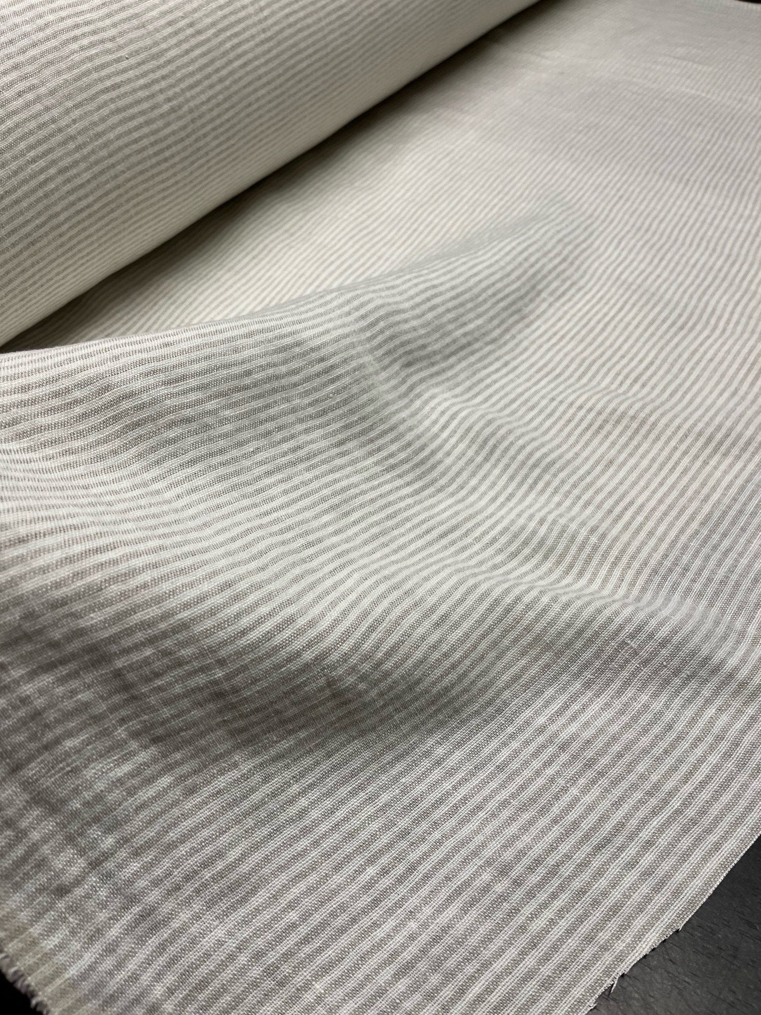 Heavy Striped Linen Fabric: 110" Wide, Softened Linen BGO44EL