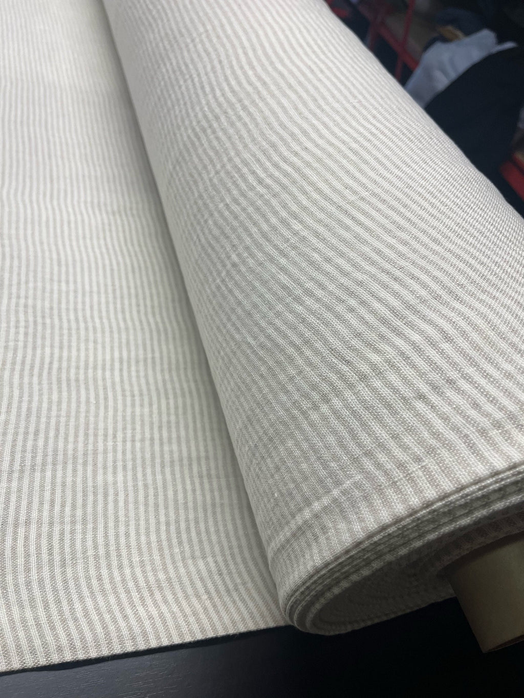 Heavy Striped Linen Fabric: 110" Wide, Softened Linen BGO44EL